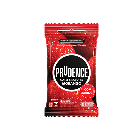 Preservativo Prudence Cores e Sabores Morango Com 3 Unidades