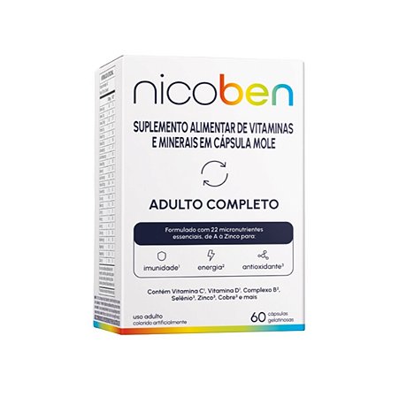 Suplemento Alimentar Nicoben Adulto Completo 60 Cápsulas