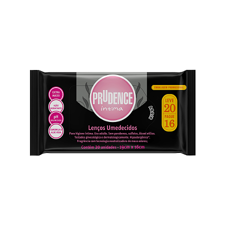 Lenço Umedecido Íntimo Extra Macio Prudence Leve 20 Pague 16