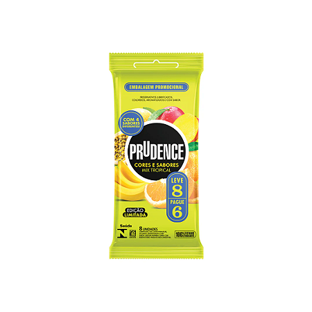 Preservativo Prudence Cores e Sabores Mix Tropical Pague 6 Leve 8