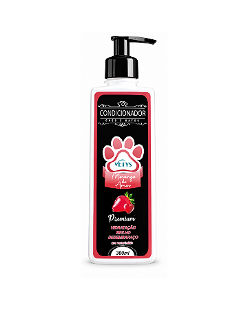 Condicionador Premium Morango do Amor 300ml para Cães e Gatos