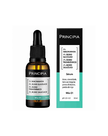Sérum Facial Renovador Antiacne Principia Skincare Mix-01 Niacinamida + Glicólico + Tranexâmico + Salicílico 30ml