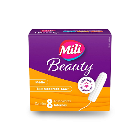 Absorvente Interno Mili Beauty Médio Com 08 Unidades