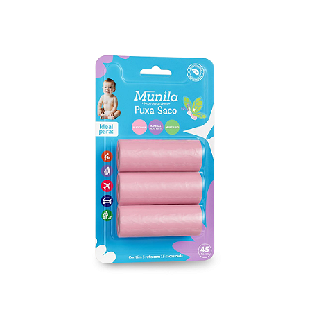 Puxa Saco Rosa Com 3 Refis Munila