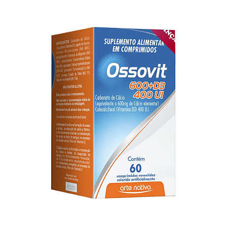 Suplemento Ossovit 600+d3 400 Ui com 60 Comprimidos Arte Nativa