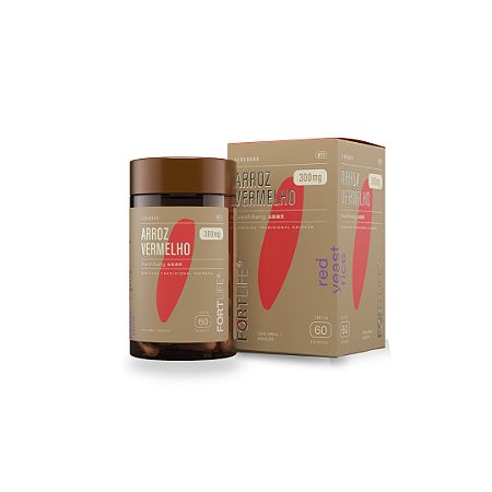 Arroz Vermelho 300mg com 60 Cápsulas Fortlife