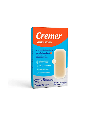 Curativo Hidrocoloide para Calos e Bolhas com 8 Unidades Cremer