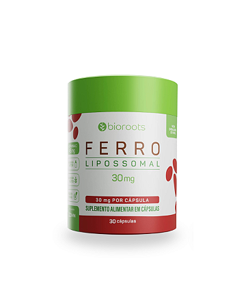 Ferro Lipossomal 30mg Bioroots com 30 Cápsulas