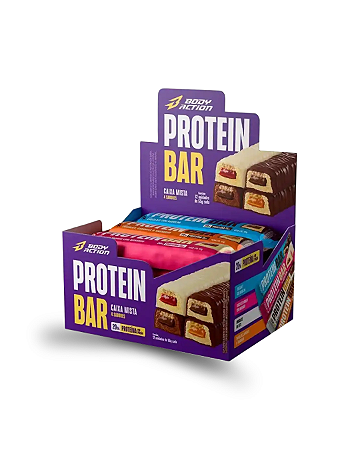 Barra de Proteína Display com 12 Unidades Mista 55g Body Action