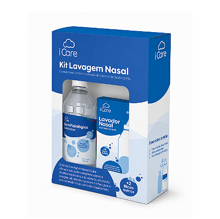 Kit Lavagem Nasal iCare + Soro Fisiológico 0,9% 500ml