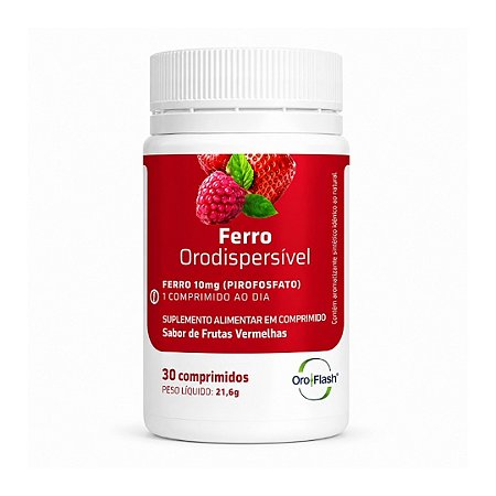 Lipofer Ferro 10mg OroFlash ODT Frutas Vermelhas 30 Comprimidos Orodispersíveis