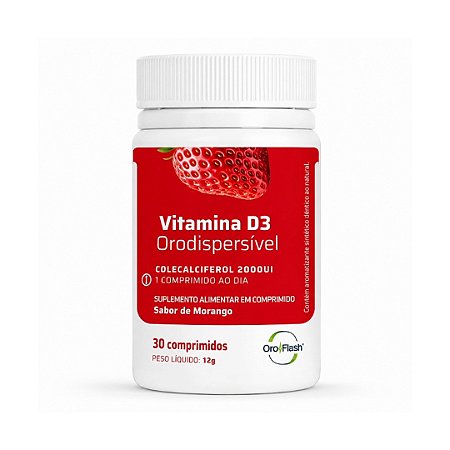 Vitamina D3 2000UI OroFlash ODT Morango 30 Comprimidos Orodispersíveis