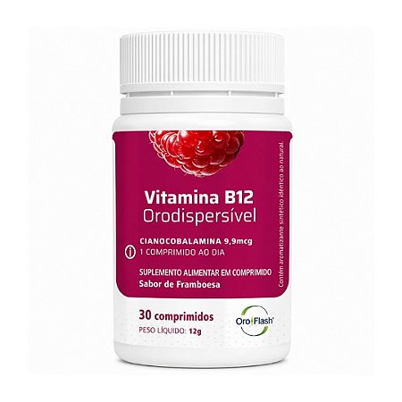 Vitamina B12 9,9 mcg OroFlash ODT Framboesa 30 Comprimidos Orodispersíveis