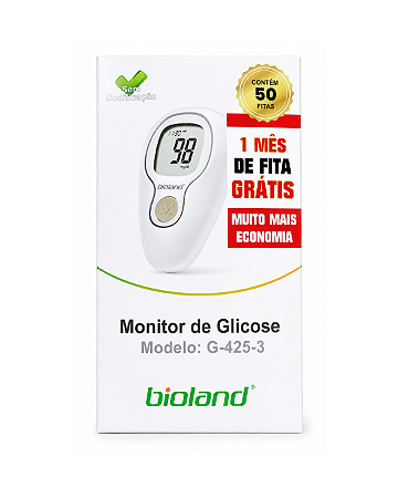 Monitor de Glicose G-425-3 Kit Completo Com 50 Fitas Bioland