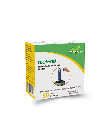 Tiras de Glicemia Bioland G-423S Caixa com 50 Unidades