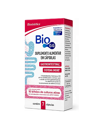 Probiótico com Vitamina D Sem Sabor Bio GG 10BI 7 Cápsulas - Biosintética