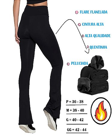 Calça Flare Flanelada Térmica Pelúcida Quentinha Inverno