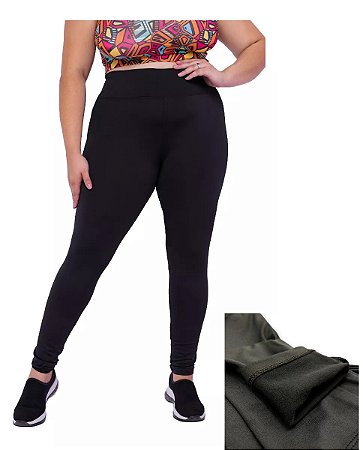 Calça Legging Plus Size Forrada/ Flanelada Feminina Grossa
