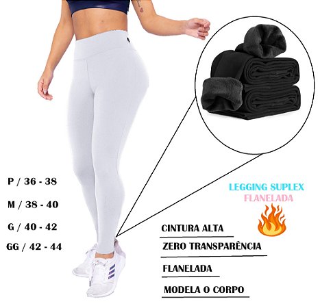 Calça legging Branca / Suplex Flanelada inverno