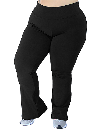 Calça Flare Plus Size/Cos Alto Poliéster