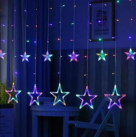 CASCATA 138 LED ESTRELA 8 FUNÇÃO FIO TRANSP 127V 7,5W