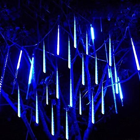 CHUVA DE METEORO 8 TUBOS 50CM AZUL 110V DECORAÇÃO NATAL