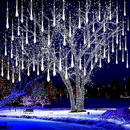 CHUVA DE METEORO BRANCO SNOWFALL 8 TUBOS CASCATA NATAL PISCA