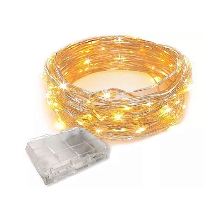 CORDÃO COBRE 100 LEDS BRANCO QUENTE - USB OU PILHA