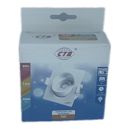 Downlight LED 5W 3000k/ Branco Quente