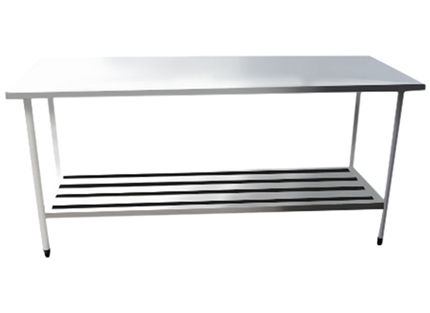 MESA INOX 430 C/ PRATELEIRA GRADEADA - PROMAQ - REF. PROMAP