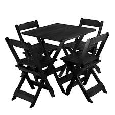 JOGO DE MESA DOBRÁVEL DE MADEIRA 70x70cm COM 4 CADEIRAS DOBRÁVEIS