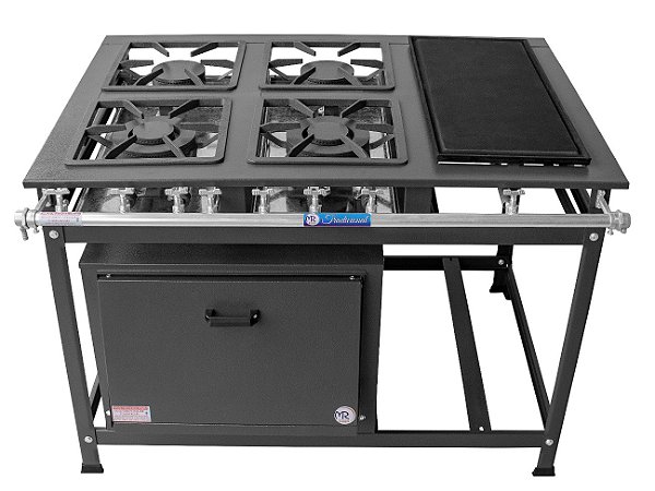 FOGÃO TRADICIONAL BAIXA PRESSÃO - 4 BOCAS 2QS/2QD – 30X30 P7 – COM CHAPA E COM FORNO PORTA PINTADA - MR. FOGÕES - REF. 400012