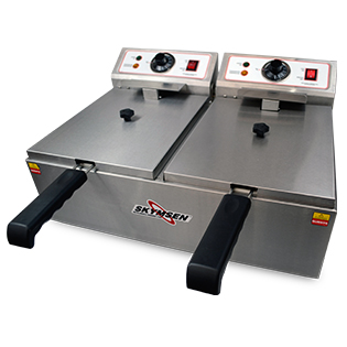 FRITADEIRA ELÉTRICA 2 CUBAS DE 5 LITROS INOX - SKYMSEN - FED-20-N