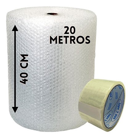 Plastico Bolha - 40cm X 20 Metros + Fita Adesiva Brinde