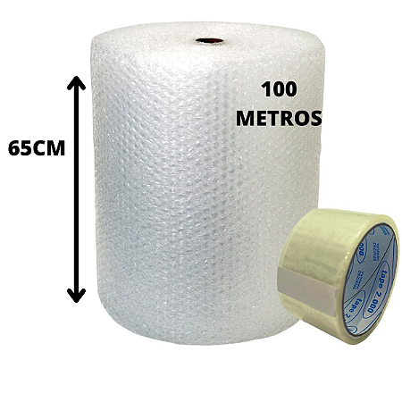 Plastico Bolha - 65 cm x 100 Metros + Fita Adesiva Brinde