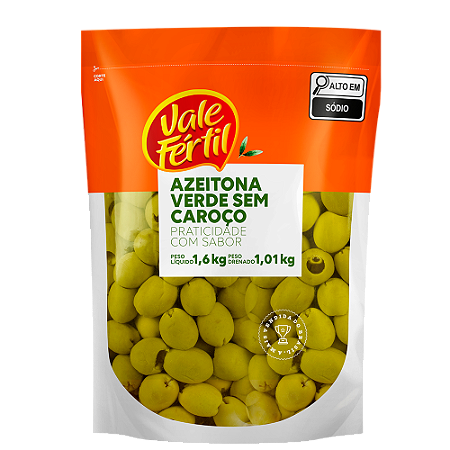 Azeitona Verde Inteira Sem Caroço - 1 kg