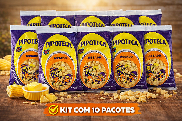 Kit de Salgadinho Pipoteca Sabor Manteiga Fardo 10 unidades com 110 gr