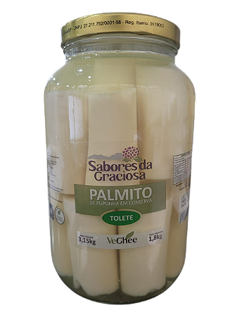 Palmito de Pupunha em Conserva - Tolete 1,8 kg