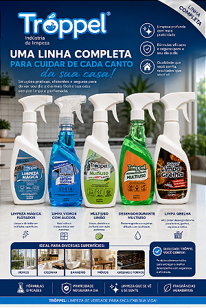 Kit Limpeza - Desengordurante, Limpa Vidros, Flotador, Multiuso e Limpa Grelhas - 500 ml