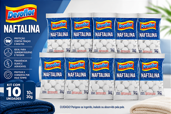 Naftalina Pura em Bolas 10 unidades 30 gr cada - Anti Traças Baratas e Insetos Original