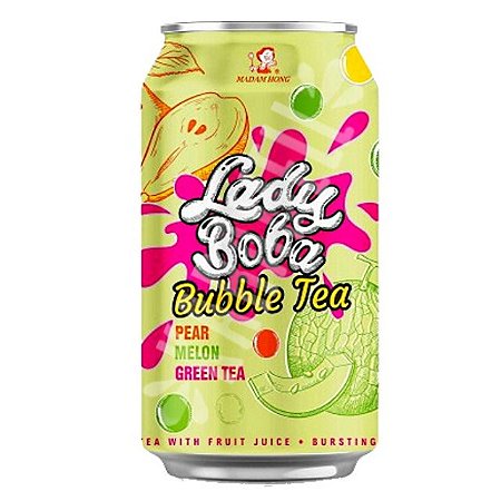 Lady Boba Bubble Green Tea Sabor Pera e Melão - 320ml