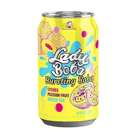 Lady Boba Bubble Green Tea Sabor Lichia e Maracujá - 320ml