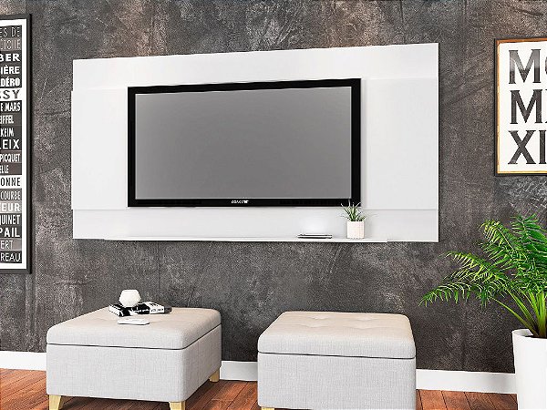 Painel Parede Com Prateleira Para Tv Até 70" Seattle Branco