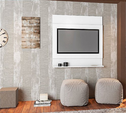Painel Parede Com Prateleira Para Tv Até 36" Ontário Branco