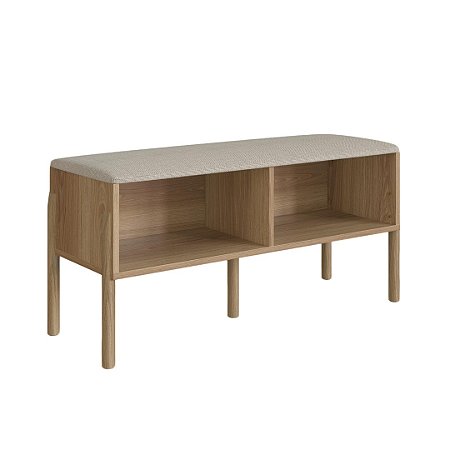 Sapateira Banco Estofada 93cm Pé Madeira Oslo