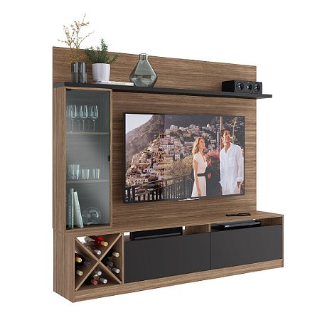 Painel Home Sorrento TV 50 pol. Cristaleira Montana/Grafite
