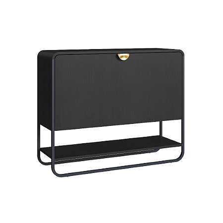 Sapateira Luna 1 Porta Nero/Preto 93x75cm