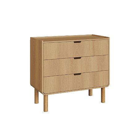 Cômoda Aura 3 Gavetas Orgânico Pé Madeira HANOVER