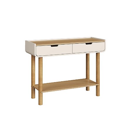 Aparador 2 Gavetas Orgânico Pé Madeira Aura | OffWhite/Hanover