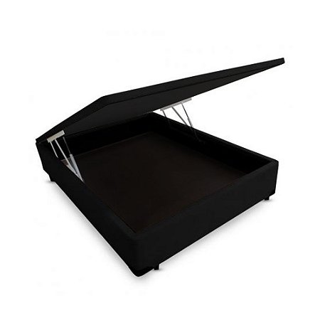 Base Box Baú Casal Santo Box Suede Preto 47x138x188